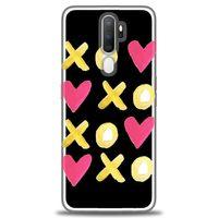 Oppo A9 2020 Kılıf HD Baskılı Kılıf - XOXOXO + Tam Ekran Koruyucu