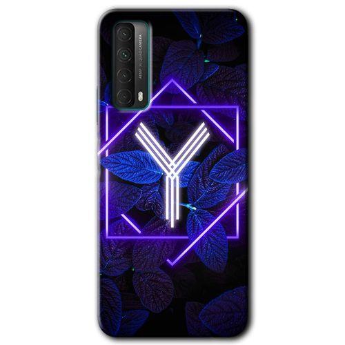 Potkal Hediye Fabrikası Huawei P Smart 2021 Kılıf HD Desen Baskılı Arka Kapak - Dark Neon Yaprak Y Harfi