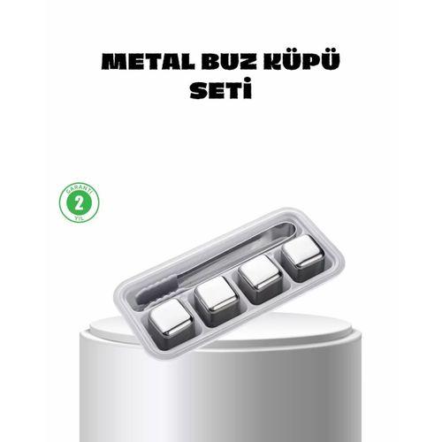 Paslanmaz Çelik Metal Buz Küpü Seti Sulandırmadan Soğutma Ve Klips Dahil