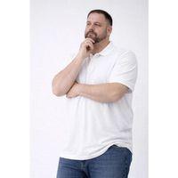 Erkek Pike Kumaş Düğmeli Yaka Battal Büyük Beden Günlük Kısa Kol Tişört T-shirt - Beyaz