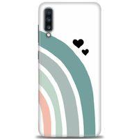 Samsung Galaxy A70 Kılıf HD Baskılı Kılıf - Gökkuşağı ve Kalpler + Tam Ekran Koruyucu