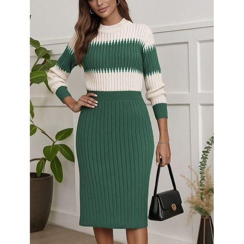 Kadın Uzun Kollu Triko Etekli Takım