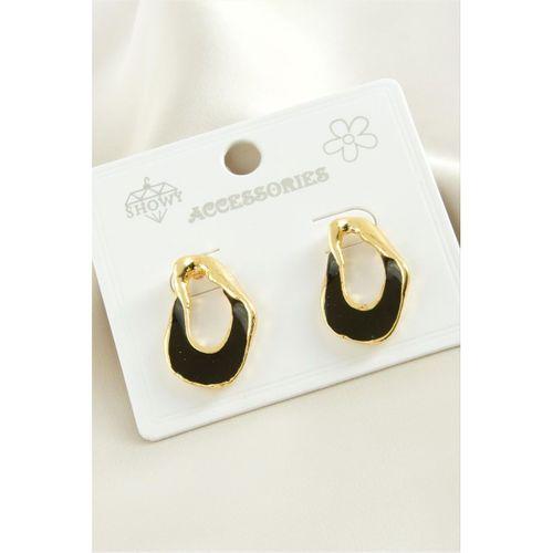 Oval Mineli Metal Küpe