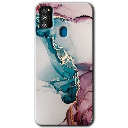 Samsung Galaxy M30s Kılıf Baskılı Kapak - Liquid Mermer +Tam Ekran Koruyucu