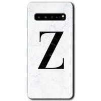 Potkal Hediye Fabrikası Samsung Galaxy S10 Plus Kılıf HD Desen Baskılı Arka Kapak - Beyaz Mermer Desenli Z Harfi