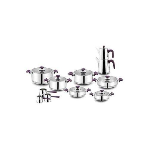 Aryıldız King Purple Mor İdeal Cam Kapak 20 Parça Çelik Çeyiz Seti