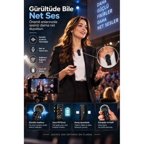 2.4g Kablosuz Yaka Mikrofonu Uzun Pil Ömrü Ve Dijital Ekranlı