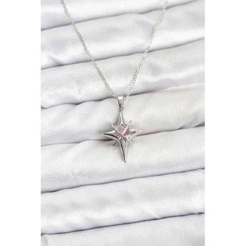 316L Çelik Gümüş Renk Zirkon Taşlı Kutup Yıldızı Model Kadın Kolye