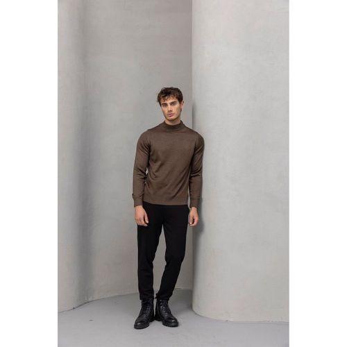 Fincher Yarım Balıkçı Regular Fit Boğazlı Erkek Kazak - Kahve