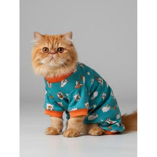 Puggy Pie Kedi Tulumu | Pamuklu Penye Kedi Kıyafeti | Küçük Irklar İçin | Tüy Dökülmesini Azaltır