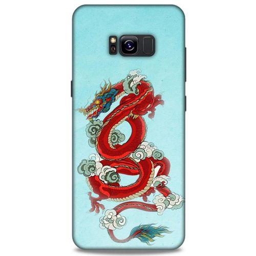 Samsung Galaxy S8 Plus Kılıf Dragons (22) Tam Koruma Kılıfı Ejderha Dövme Kırmızı