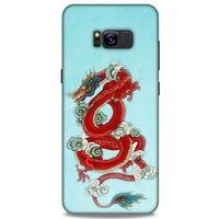 Samsung Galaxy S8 Plus Kılıf Dragons (22) Tam Koruma Kılıfı Ejderha Dövme Kırmızı