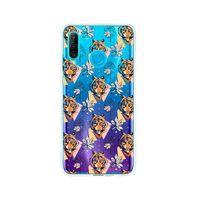 Huawei P30 Lite Tiger Şeffaf Telefon Kılıfı