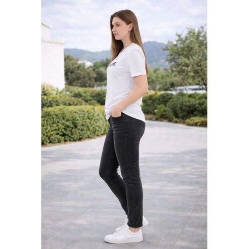 Baskılı Bisiklet Yaka Pamuklu T-shirt