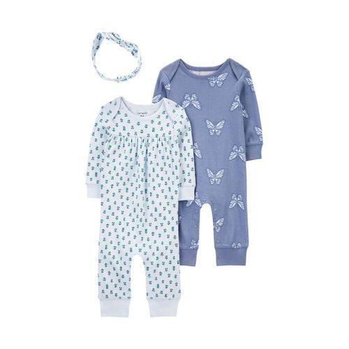 Carter's Carter's Kız Bebek Tulum Set 3'lü Paket 1R038610 Mavi