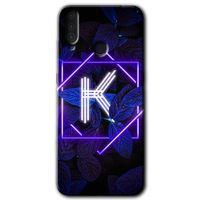 General Mobile GM 10 Kılıf HD Desen Baskılı Arka Kapak - Dark Neon Yaprak K Harfi