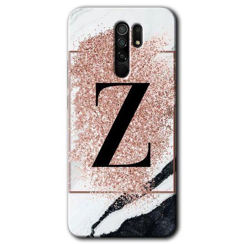 Xiaomi Redmi 9 Kılıf Baskılı Arka Kapak - Pembe Mermer Desenli Z Harfi +Tam Ekran Koruyucu