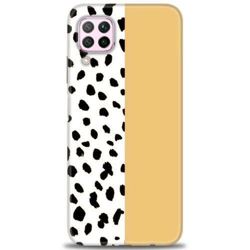 Huawei P40 Lite Kılıf HD Baskılı Kılıf - Sarı ve Puantiye + Tam Ekran Koruyucu