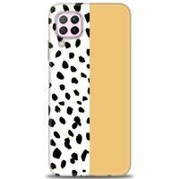 Huawei P40 Lite Kılıf HD Baskılı Kılıf - Sarı ve Puantiye + Tam Ekran Koruyucu