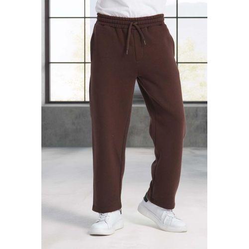Baggy Kalıp 3 İplik Şardonlu Erkek Eşofman Altı - Kahve