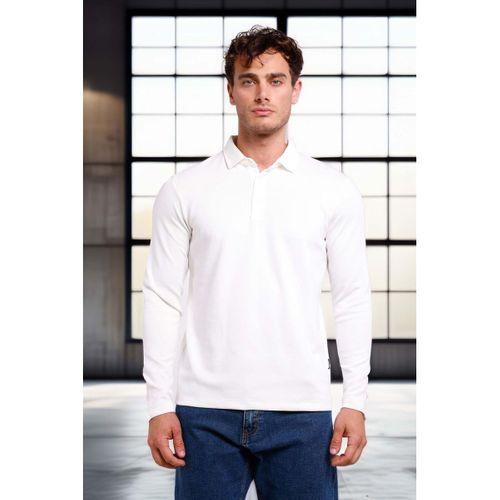 Ridley Regular Fit Doubleface Interlok Polo Yaka Erkek Sweatshirt - Beyaz
