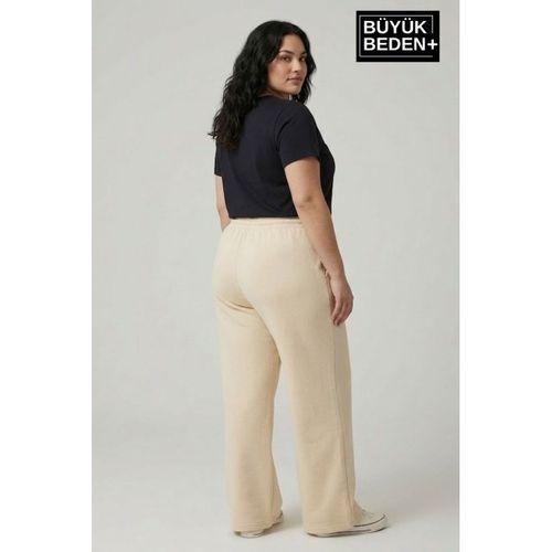 Kadın Büyük Beden Bol Paça  Yüksek Bel Lastikli NewYork Baskılı Eşofman Altı SPR26BEA988-5