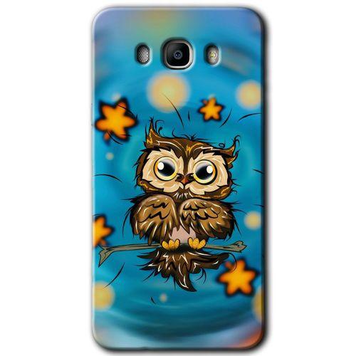 Samsung Galaxy J7 2016 HD Baskılı Kılıf + 9D Tam Ekran Koruyucu - Owl Bird Stars