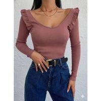 Kadın Omuz Fırfır Detay Uzun Kollu Bluz