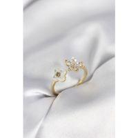 Gold Renk Sedefli Çiçek Model Kadın Yüzük