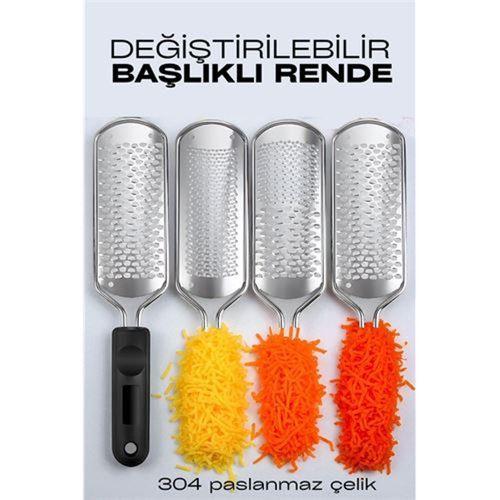 Modacar Rende 3 Değiştirilebilir Başlıklı Profesyonel 304 Çelik El Rendesi