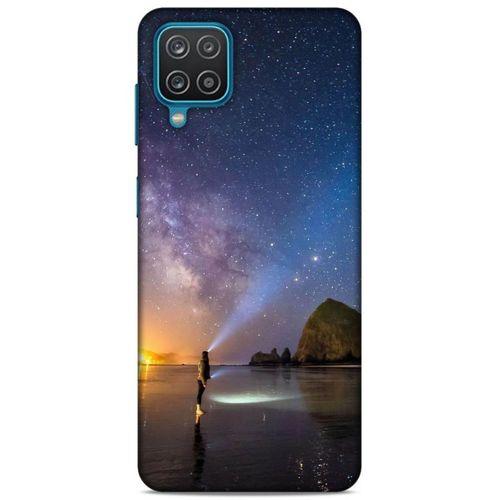Lopard Samsung Galaxy A12 Uyumlu Kılıf Gece'S (21) Koruyucu Kapak Sarı Mavi
