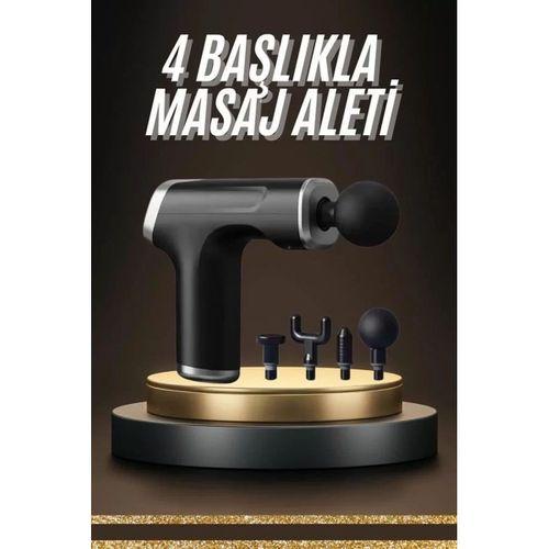Profesyonel Masaj Tabancası Sporcu Masaj Aleti 4 Başlıklı Şarjlı Titreşimli