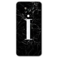 Poco x3 NFC Kılıf HD Desen Baskılı Arka Kapak - Siyah Mermer Desenli İ Harfi + Kırılmaz Cam