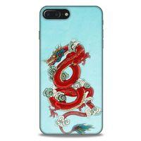 Apple Iphone 7 Plus Kılıf Dragons (22) Tam Koruma Kılıfı Ejderha Dövme Kırmızı
