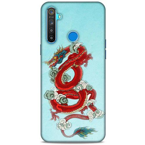Oppo Realme 5i Kılıf Dragons (22) Tam Koruma Kılıfı Ejderha Dövme Kırmızı