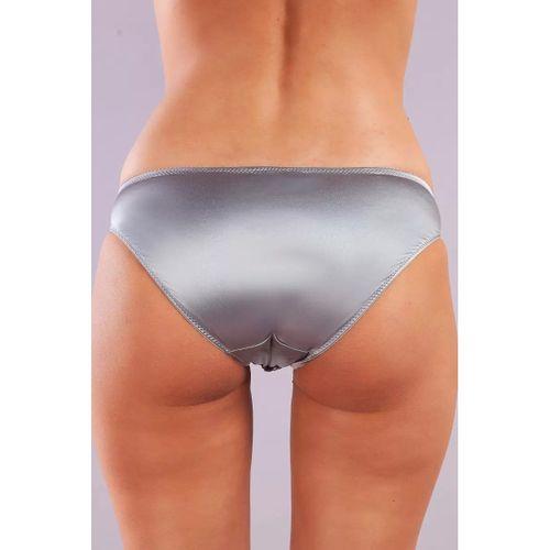 Golshan Giselle Mini Slip, Kadın Güpürlü Saten Gri Külot
