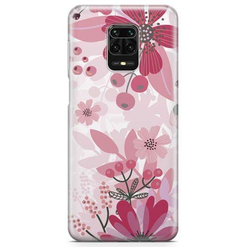Xiaomi Redmi Note 9 Pro Kılıf Pembe Kırmızı Bahar Arka Kapak Koruma Desenli Full Koruyucu