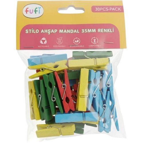 FUFİ AHŞAP MANDAL (35 mm) RENKLİ