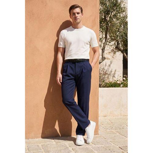 Baruchel Pileli Baggy Kalıp Kumaş Erkek Pantolon - Lacivert