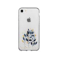 iPhone 7 Mavi Yaprak Desenli Premium Şeffaf Silikon Kılıf