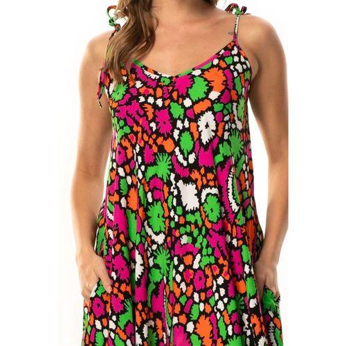 Askılı Viskon Suzan Uzun Yazlık Elbise Soyut Siyah Syt syh