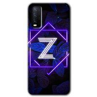 Potkal Hediye Fabrikası Vivo Y20 Kılıf HD Desen Baskılı Arka Kapak - Dark Neon Yaprak Z Harfi