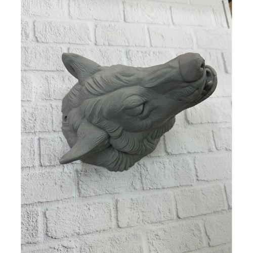 Gri Kurt Duvar Biblosu Güçlü Detaylı Dekoratif Tasarım 25x19 Cm