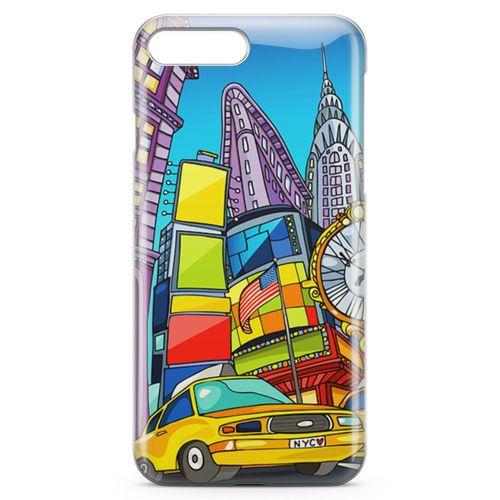 Apple iPhone 8 Plus Kılıf Nyc Taxi Manthattan Arka Kapak Koruma Desenli Full Koruyucu