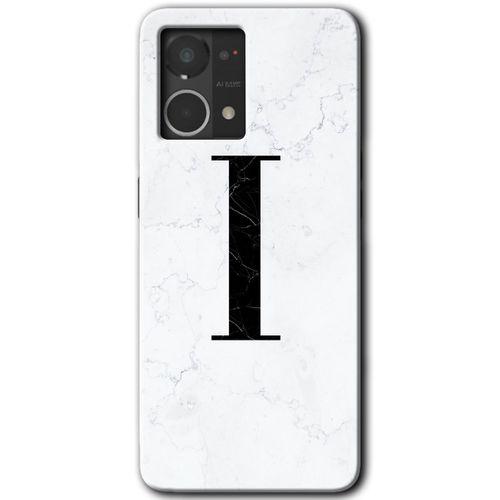 Oppo Reno 7 4G Kılıf HD Desen Baskılı Arka Kapak - Beyaz Mermer Desenli I Harfi