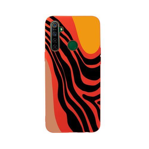Oppo Realme 5i Modern Art Premium Silikonlu Kırmızı Telefon Kılıfı
