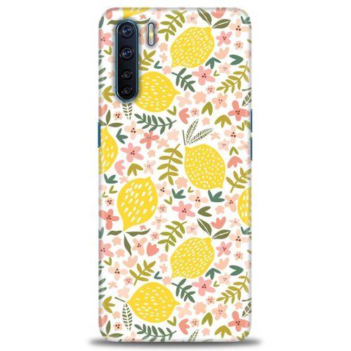 Oppo A91 / Reno 3 Kılıf HD Baskılı Kılıf - Limon ve Çiçekler + Tam Ekran Koruyucu