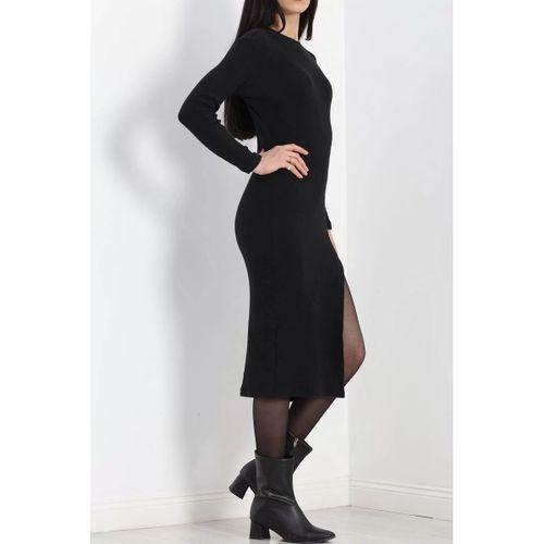 pilelistore Kaşkorse Önden Yırtmaçlı Elbise Siyah