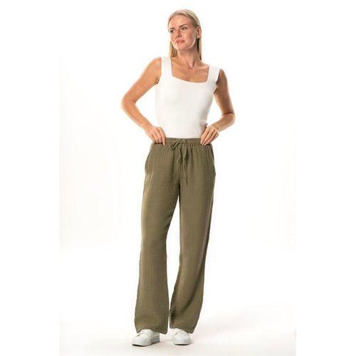 Beli Lastikli Multi Çift Cepli Müslin Kadın/Erkek Unisex Yazlık Pantolon Haki Hk