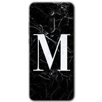 Xiaomi Mi 9T Kılıf Baskılı Arka Kapak - Siyah Mermer Desenli M Harfi +Tam Ekran Koruyucu